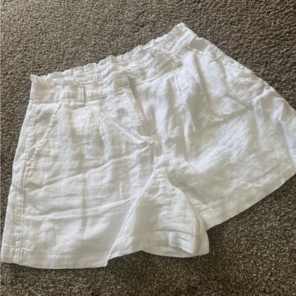 Vineyard Vines White High-Waist 100% Linen Shorts